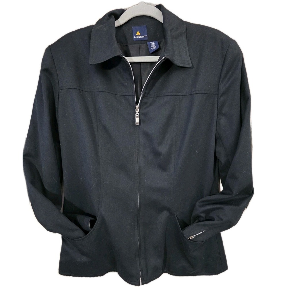 LizSport Jacket Black Size 4‎ Full Zip Pockets